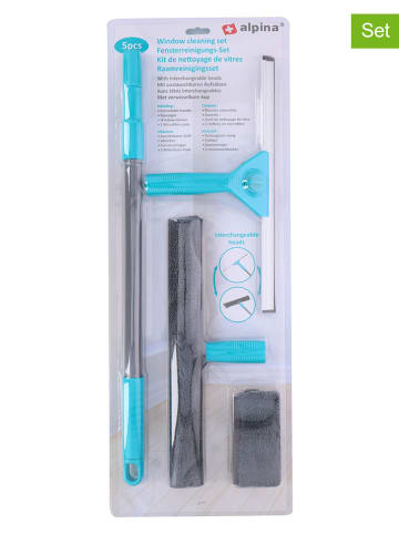 Alpina 5tlg. Set: Fensterreiniger in Grau/ Türkis