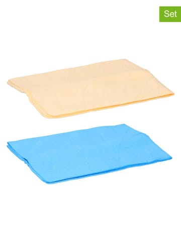 Dunlop 2tlg. Set: Auto-Fensterreinigungstücher in Gelb/ Hellblau - (L)43 x (B)32,5 cm