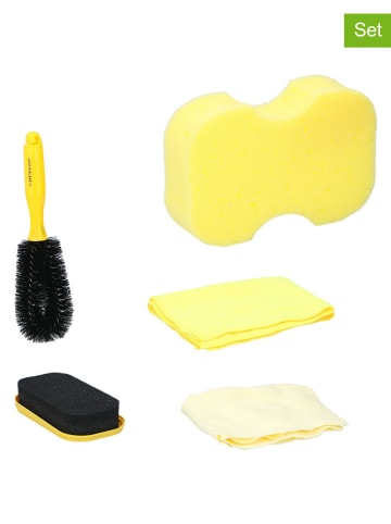 Dunlop 5-delige auto-schoonmaakset geel/zwart