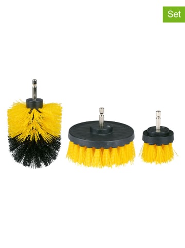 Dunlop 3er-Set: Bohrmaschinen-Bürstenaufsätze in Schwarz/ Gelb