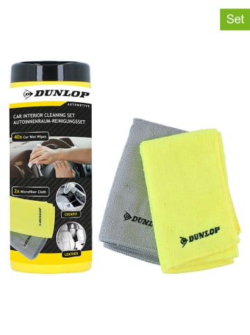 Dunlop 3-delige auto-interieurschoonmaakset geel/grijs