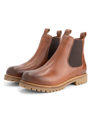 TRAVELIN' Leder-Chelsea-Boots in Hellbraun
