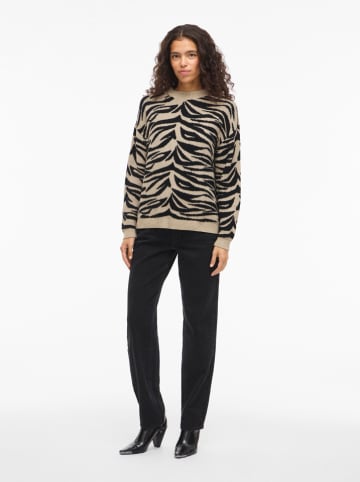 Vila Pullover "Vifema" in Beige/ Schwarz