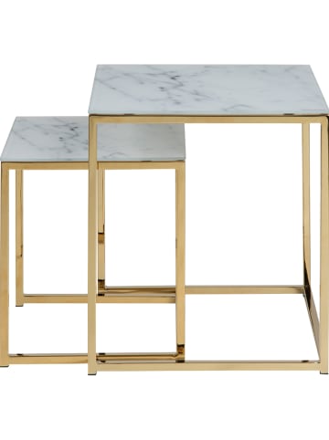 Actona Set van twee tafels "Alisma" wit/goudkleurig