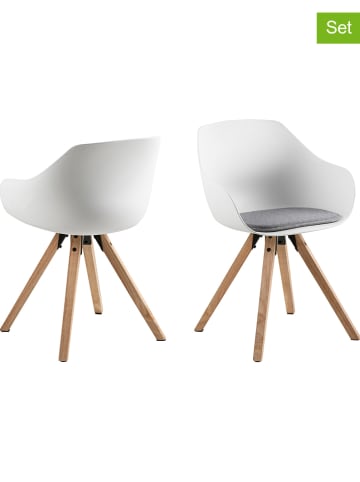 Actona 2-delige set: eetkamerstoelen "Tina" wit/naturel - (B)53 x (H)80,5 x (D)56,5 cm
