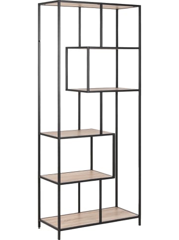 Actona Bücherregal "Seaford" in Hellbraun/ Schwarz - (B)77 x (H)185 x (T)35 cm