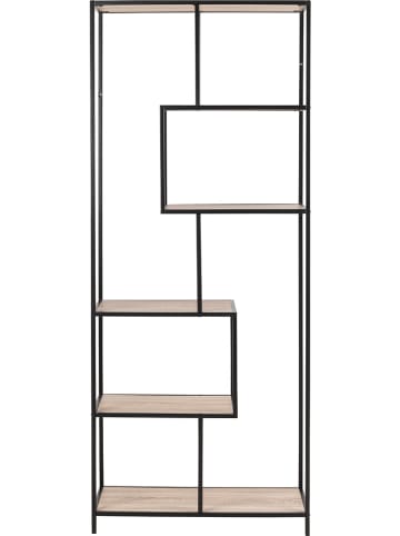 Actona Bücherregal "Seaford" in Hellbraun/ Schwarz - (B)77 x (H)185 x (T)35 cm
