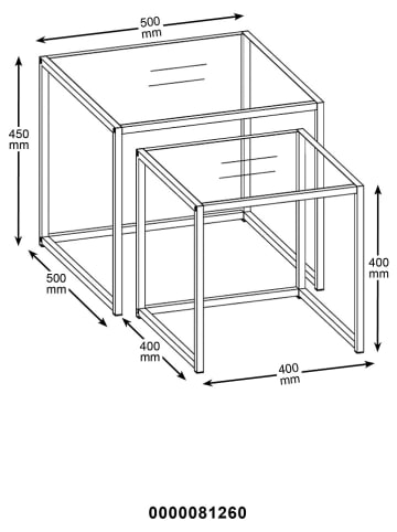 Actona Set van twee tafels "Seaford" zwart/grijs