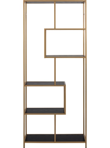 Actona Boekenkast "Seaford" grijs/goudkleurig - (B)77 x (H)185 x (D)35 cm
