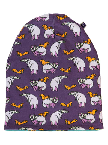Småfolk Dwustronna czapka w kolorze fioletowym ze wzorem