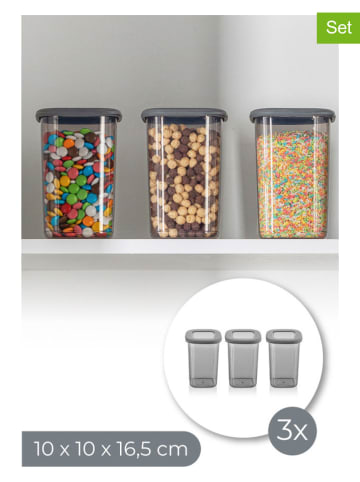 Violeta Home 3-delige set: voorraadpotten grijs - 1,2 l