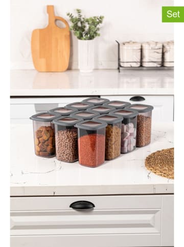 Violeta Home 12-delige set: voorraadpotten grijs - 1,2 l