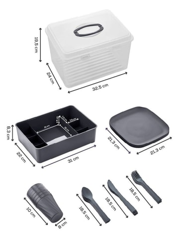 Violeta Home 29tlg. Picknick-Set in Anthrazit - (B)32,5 x (H)19,5 x (T)24 cm