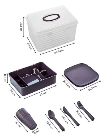 Violeta Home 29tlg. Picknick-Set in Lila - (B)32,5 x (H)19,5 x (T)24 cm