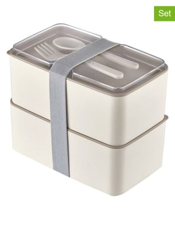 Violeta Home 2tlg. Set: Lunchbox in Weiß/ Grau - (B)18,5 x (H)11 x (T)5 cm