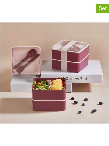 Violeta Home Pojemniki (2 szt.) w kolorze różowym na lunch - 14 x 14 x 5 cm