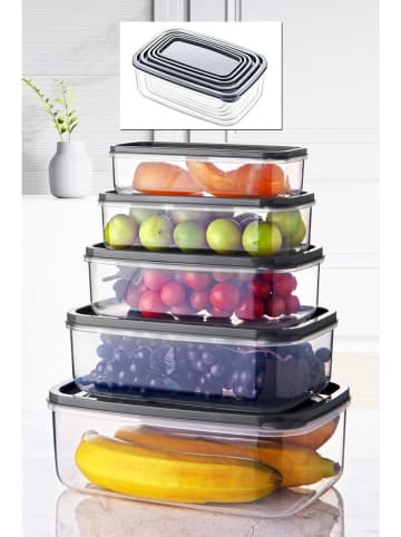 Violeta Home 5er-Set: Frischhaltedosen in Transparent/ Anthrazit