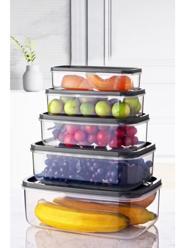 Violeta Home 5-delige set: vershouddozen transparant/antraciet