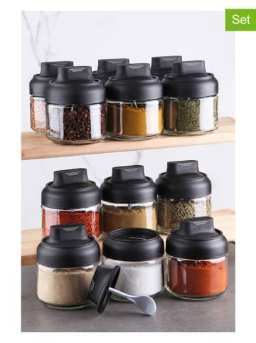Violeta Home Słoiki (12 szt.) w kolorze czarnym na przyprawy - 300 ml