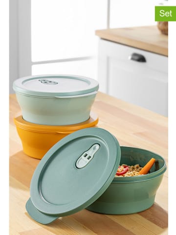 Violeta Home 3-delige set: voorraaddozen oranje/groen/lichtblauw - (B)18,5 x (H)20 x (D)8 cm