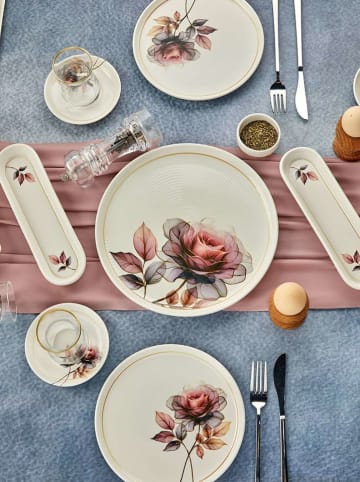 Violeta Home 21-częściowy zestaw śniadaniowy w kolorze kremowo-jasnoróżowym