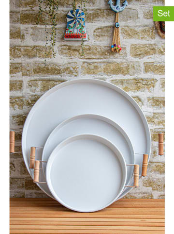 Violeta Home 3-delige set: dienbladen wit/lichtbruin