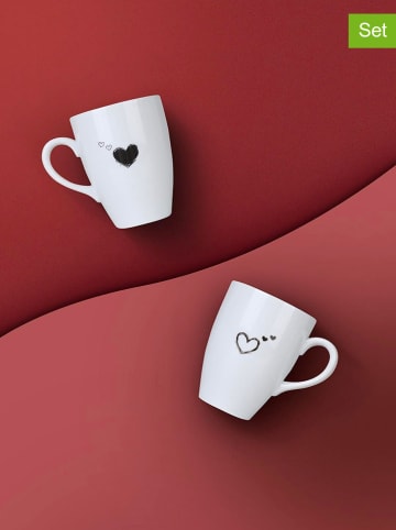 Violeta Home Kubki (2 szt.) w kolorze biało-czarnym - 240 ml