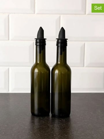 Violeta Home 2tlg. Set: Essig- & Ölspender in Grün - (H)21 x Ø 5 cm