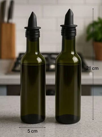 Violeta Home 2-delige set: azijn- & oliedispenser groen - (H)21 x Ø 5 cm