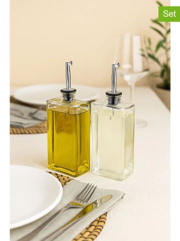 Violeta Home 2er-Set: Ölspender in Transparent/ Silber - (H)16,5 cm