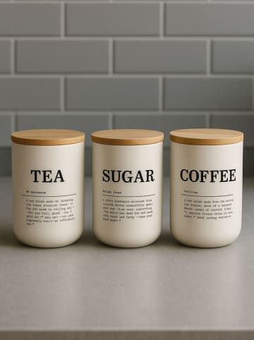 Violeta Home 3-delige set: voorraadpotten wit/beige - 1 l