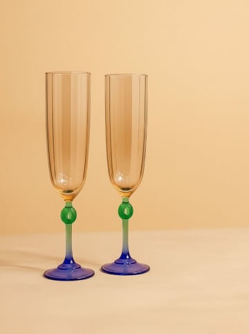 Violeta Home Kieliszki (2 szt.) w kolorze granatowo-zielonym do szampana - 150 ml