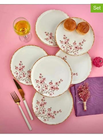 Violeta Home 6er-Set: Dessertteller in Beige/ Pink - Ø 20 cm