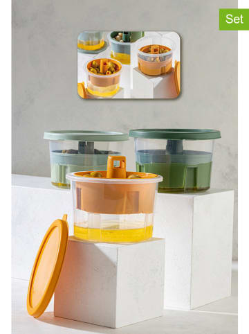 Violeta Home 3-delige set: voorraadcontainers oranje/groen/lichtblauw - 650 ml