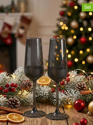 Violeta Home 2-delige set: champagneglazen zwart - 195 ml