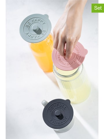 Violeta Home 6er-Set: Flaschendeckel in Anthrazit/ Hellblau/ Rosa - Ø 10 cm