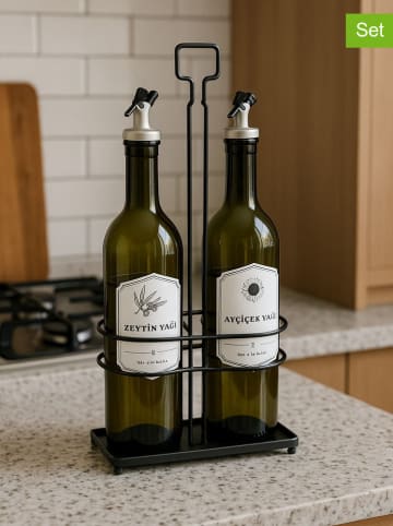 Violeta Home 3tlg. Set: Essig- & Ölspender in Schwarz/ Grün