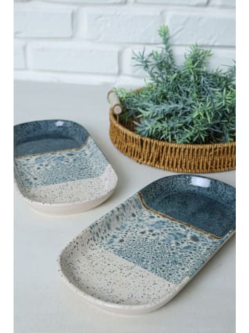 Violeta Home Półmiski (2 szt.) w kolorze niebiesko-białym - 28 x 14 cm