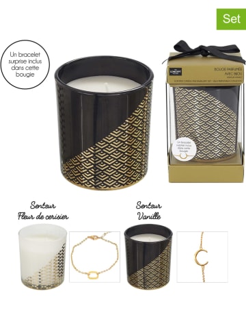 Rétro Chic 2tlg. Duftkerze in Schwarz/ Gold (Überraschungsprodukt)