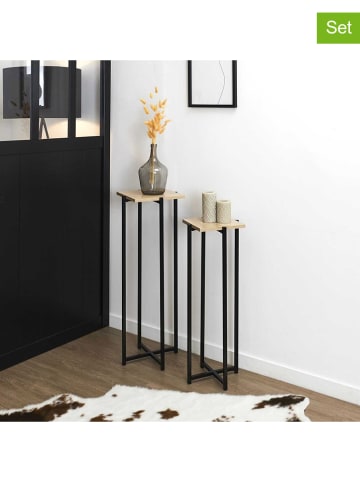 Rétro Chic 2-delige set: bijzettafels zwart/naturel