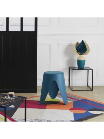 Rétro Chic Hocker ''Eve'' in Dunkelblau - (H)46 - Ø 30 cm