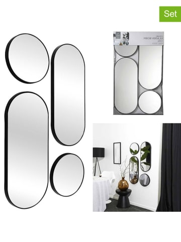 Rétro Chic 4-delige set: wandspiegels "Versa" zwart