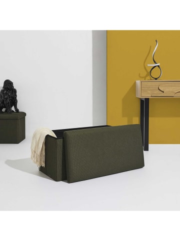 Rétro Chic Sitztruhe "Atome" in Khaki - (B)77 x (H)38 x (T)38 cm