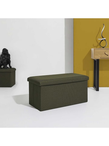 Rétro Chic Skrzynia "Atome" w kolorze khaki do siedzenia - 77 x 38 x 38 cm