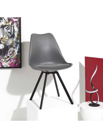 Rétro Chic 4-delige set: stoelen "Atome" grijs - (B)47 x (H)82 x (D)52 cm