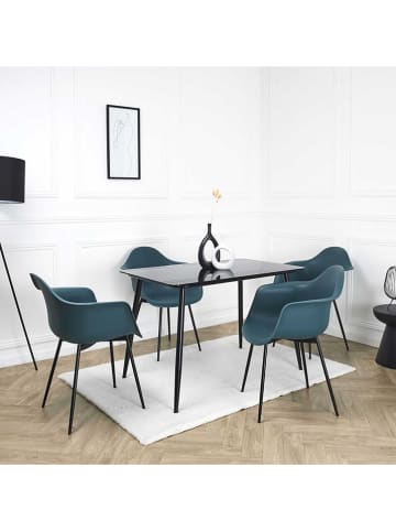 Rétro Chic 4-delige set: fauteuils "Gustav" petrol - (B)62 x (H)85 x (D)59 cm