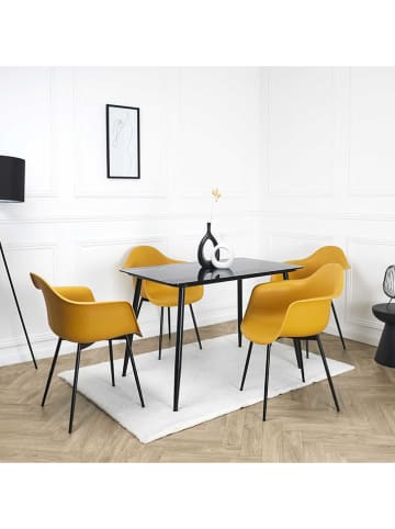 Rétro Chic 4-delige set: fauteuils "Gustav" geel - (B)62 x (H)85 x (D)59 cm