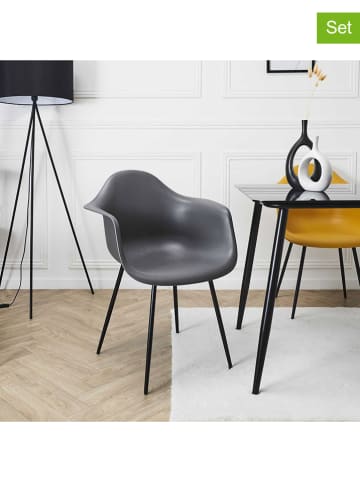 Rétro Chic 4er-Set: Sessel "Gustav" in Grau - (B)62 x (H)85 x (T)59 cm