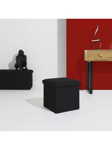 Rétro Chic Hocker "Atome" w kolorze czarnym ze schowkiem - 38 x 38 x 38 cm