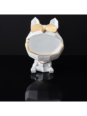 Rétro Chic Dekoracja "Chien" w kolorze białym - 17 x 23 x 17 cm
